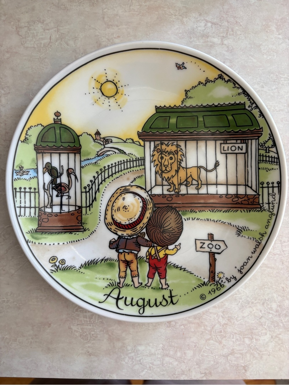 Joan Walsh Anglund August Decorative Plate with Zoo Scene